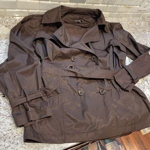 Womens Daisy Fuentes 2 Button Belted Wind Breaker Jacket Large